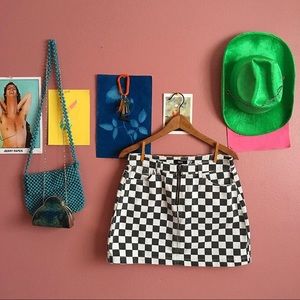 BDG CHECKERED DENIM SKIRT